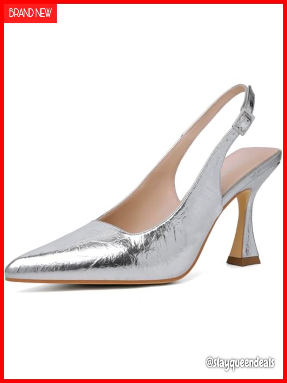 Slingback Kitten Heels Elegant Dressy Pumps Closed Pointy Toe Chunky High Heels